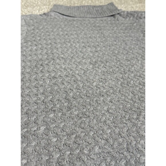 Lands End Sweater Turtle Neck Large 14/16 Long Sleeved Gray Basketweave - Picture 2 of 9